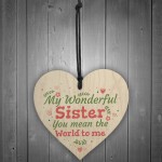Wonderful Sister Friend Friendship Wooden Heart Plaque Sign Gift