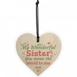 Wonderful Sister Friend Friendship Wooden Heart Plaque Sign Gift