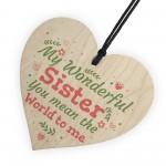 Wonderful Sister Friend Friendship Wooden Heart Plaque Sign Gift