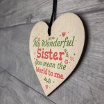 Wonderful Sister Friend Friendship Wooden Heart Plaque Sign Gift