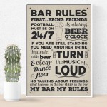 Bar Rules Hanging Plaque Alcohol Beer Pub Plaque Man Cave Sign