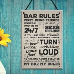 Bar Rules Hanging Plaque Alcohol Beer Pub Plaque Man Cave Sign