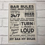 Bar Rules Hanging Plaque Alcohol Beer Pub Plaque Man Cave Sign