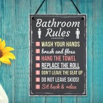 Bathroom Rules Funny Toilet Door Wall Sign Novelty Joke Plaque 