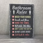 Bathroom Rules Funny Toilet Door Wall Sign Novelty Joke Plaque 