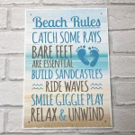 Beach Rules Seaside Nautical Hanging Wall Sign Plaque Decor Gift