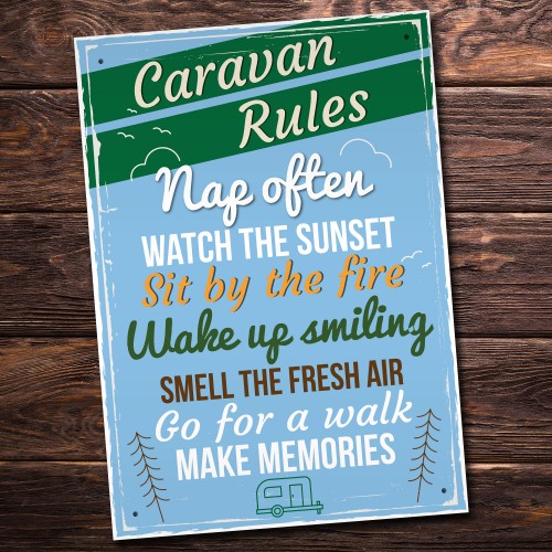 Caravan Rules Hanging Plaque Holiday Novelty Birthday Friendship