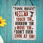 Tool Rules Hanging Sign Pub Garage Man Cave Workshop Dad Gifts