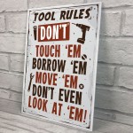 Tool Rules Hanging Sign Pub Garage Man Cave Workshop Dad Gifts