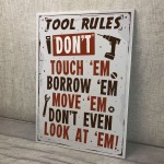 Tool Rules Hanging Sign Pub Garage Man Cave Workshop Dad Gifts