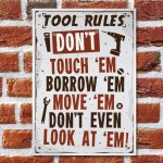 Tool Rules Hanging Sign Pub Garage Man Cave Workshop Dad Gifts