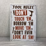 Tool Rules Hanging Sign Pub Garage Man Cave Workshop Dad Gifts