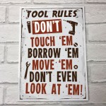 Tool Rules Hanging Sign Pub Garage Man Cave Workshop Dad Gifts