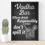 Vodka Bar Hanging Plaque Alcohol Party Birthday Gift Garden Pub 