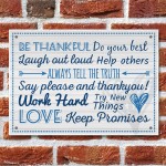 Be Thankful Family Rules Wall Plaque New Home Kitchen Friendship