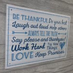 Be Thankful Family Rules Wall Plaque New Home Kitchen Friendship