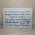 Be Thankful Family Rules Wall Plaque New Home Kitchen Friendship