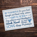Be Thankful Family Rules Wall Plaque New Home Kitchen Friendship