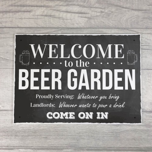 Chalk Welcome To The Beer Garden Hanging Wall Sign Landlord Pub