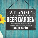 Chalk Welcome To The Beer Garden Hanging Wall Sign Landlord Pub