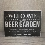 Chalk Welcome To The Beer Garden Hanging Wall Sign Landlord Pub