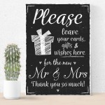 New Mr & Mrs Wedding Present Table Chalkboard Hanging Plaque 