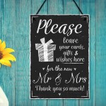 New Mr & Mrs Wedding Present Table Chalkboard Hanging Plaque 