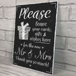 New Mr & Mrs Wedding Present Table Chalkboard Hanging Plaque 