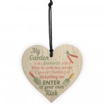 My Garden Gardening Wooden Heart Funny Garden Shed Sign Plaque