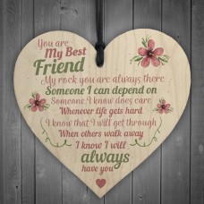 Best Friend Friends Plaque Wooden Heart Birthday Thank You Mum