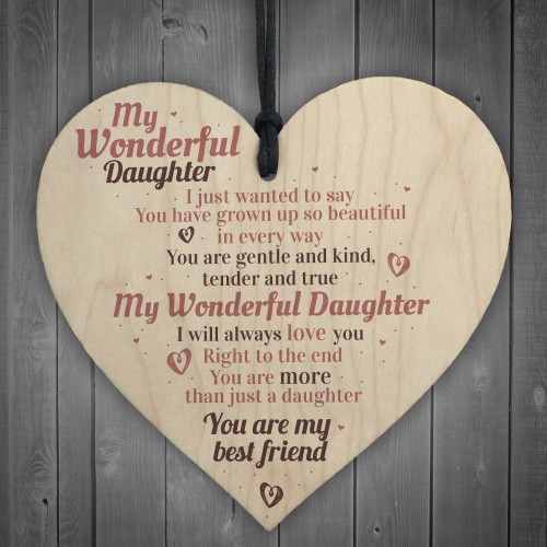 Wonderful Daughter Wooden Heart Sign Mum Daughter Plaque Special