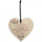 Wonderful Daughter Wooden Heart Sign Mum Daughter Plaque Special