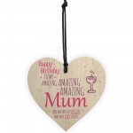 Amazing Happy Birthday Wooden Heart Mum Mummy Funny Card