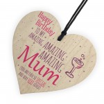 Amazing Happy Birthday Wooden Heart Mum Mummy Funny Card