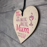 Amazing Happy Birthday Wooden Heart Mum Mummy Funny Card