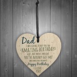 Amazing Happy Birthday Wooden Heart Dad Daddy Funny Card Baby
