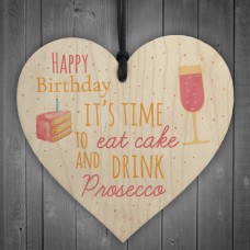 Prosecco Happy Birthday Wooden Heart Mum Daughter Best Friend
