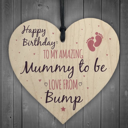 Mummy To Be From Bump Happy Birthday Wood Heart Mum Mother Wife