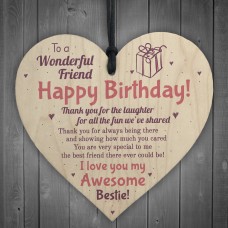 Friendship Best Friend Plaque Happy Birthday Heart Gift Mum 
