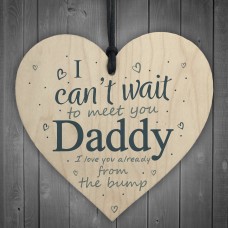 Daddy To Be Can't Wait Wooden Heart Dad Father Funny Card Love 