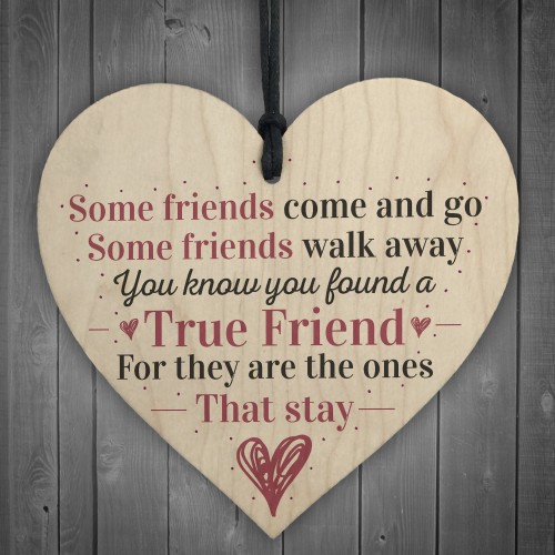 True Friend Sentimental Friendship Gift Wood Heart Sign Gift