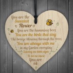 Mum Nan Dad Family Guardian Wood Heart Sign Memorial Gift Angel