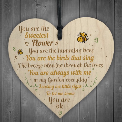 Mum Nan Dad Family Guardian Wood Heart Sign Memorial Gift Angel