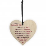 1st Wedding Anniversary Gift Wooden Heart First Wedding 