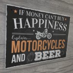 Motorcycle Beer Plaque Alcohol Pub Plaque Funny Man Cave Wall 