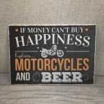 Motorcycle Beer Plaque Alcohol Pub Plaque Funny Man Cave Wall 