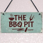 BBQ Pit Novelty Hanging Garden Sign Barbeque Shed SummerHouse