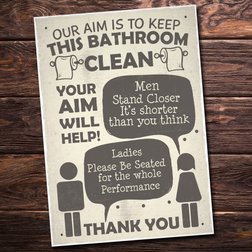 Funny Bathroom Signs Toilet Door Wall Plaques Men Ladies Shabby 