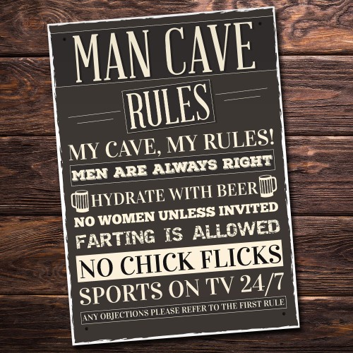 Man Cave Rules Sign Funny Father's Day Gift Man Cave Shed Signs