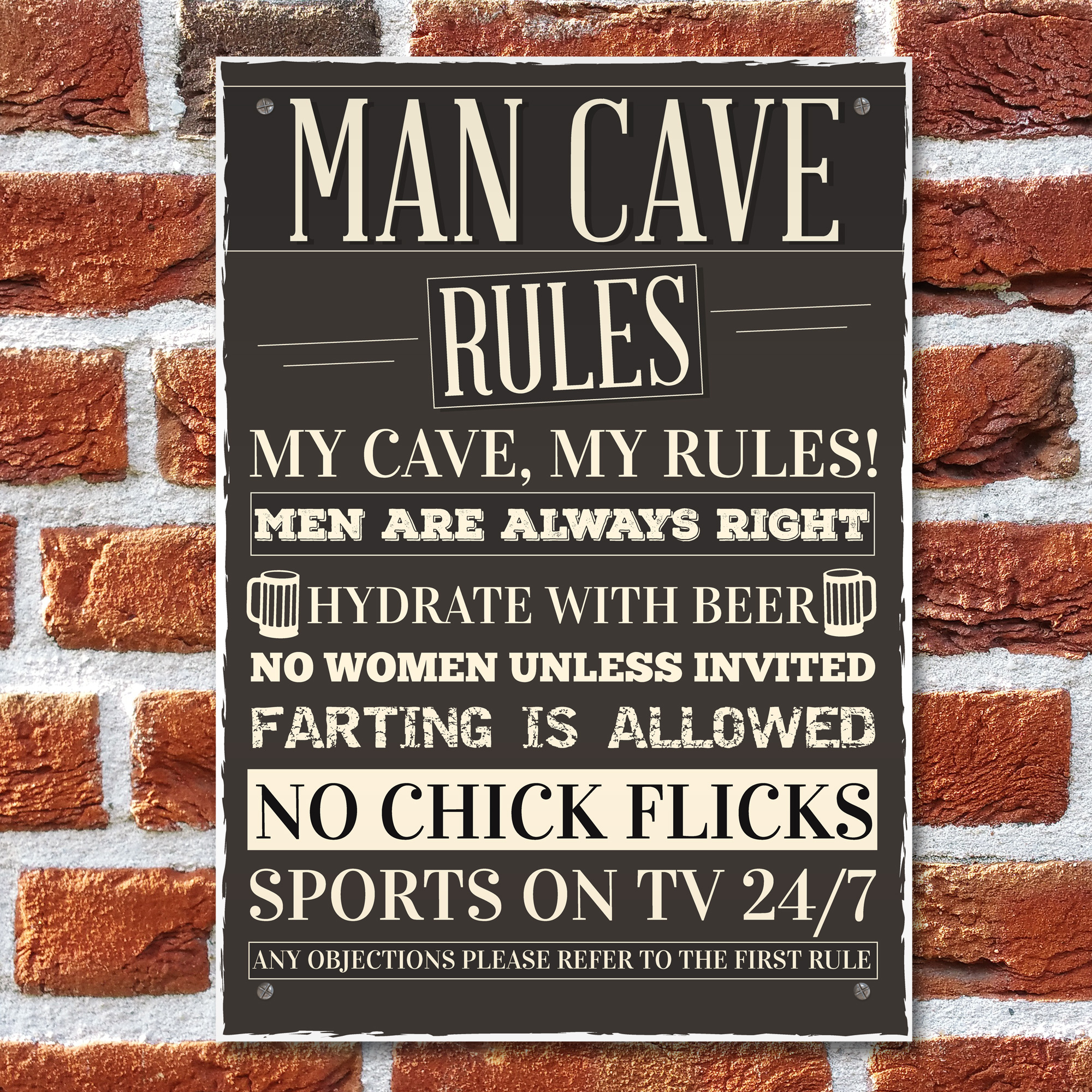 Man Cave Rules Sign Funny Father's Day Gift Man Cave Shed Signs